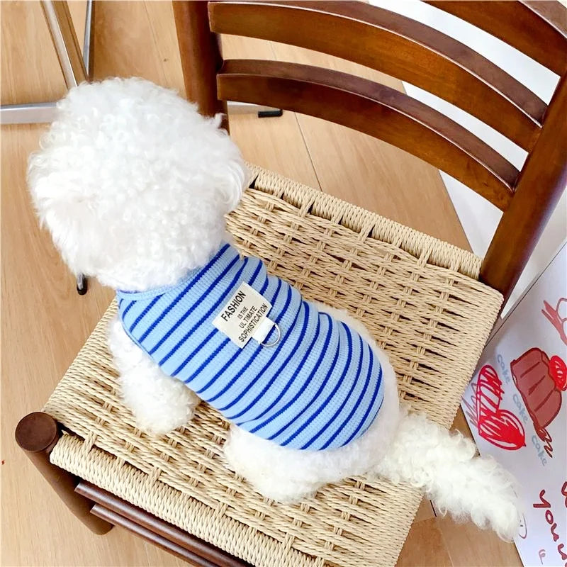 Summer Pet Vest Fashion Simple Striped Dog Shirt Chihuahua Yorkshire Thin Soft Vest Puppy Cat Vest Costume Dog Clothing