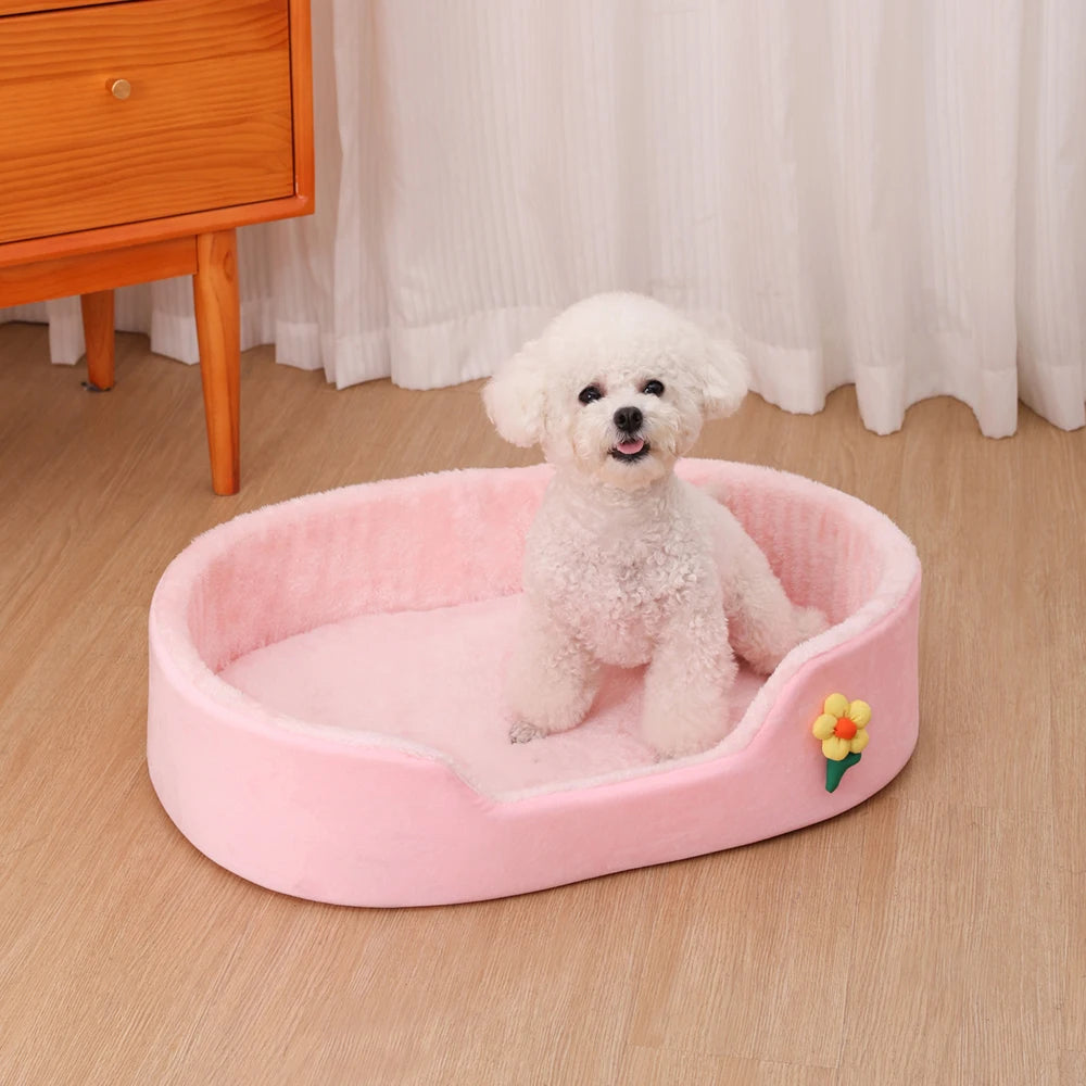 Round Medium Dog Basket Soft Detachable Winter Warm Small Dog Bed Elastic Dog Cushion House Cat Bed Kennel Accessories