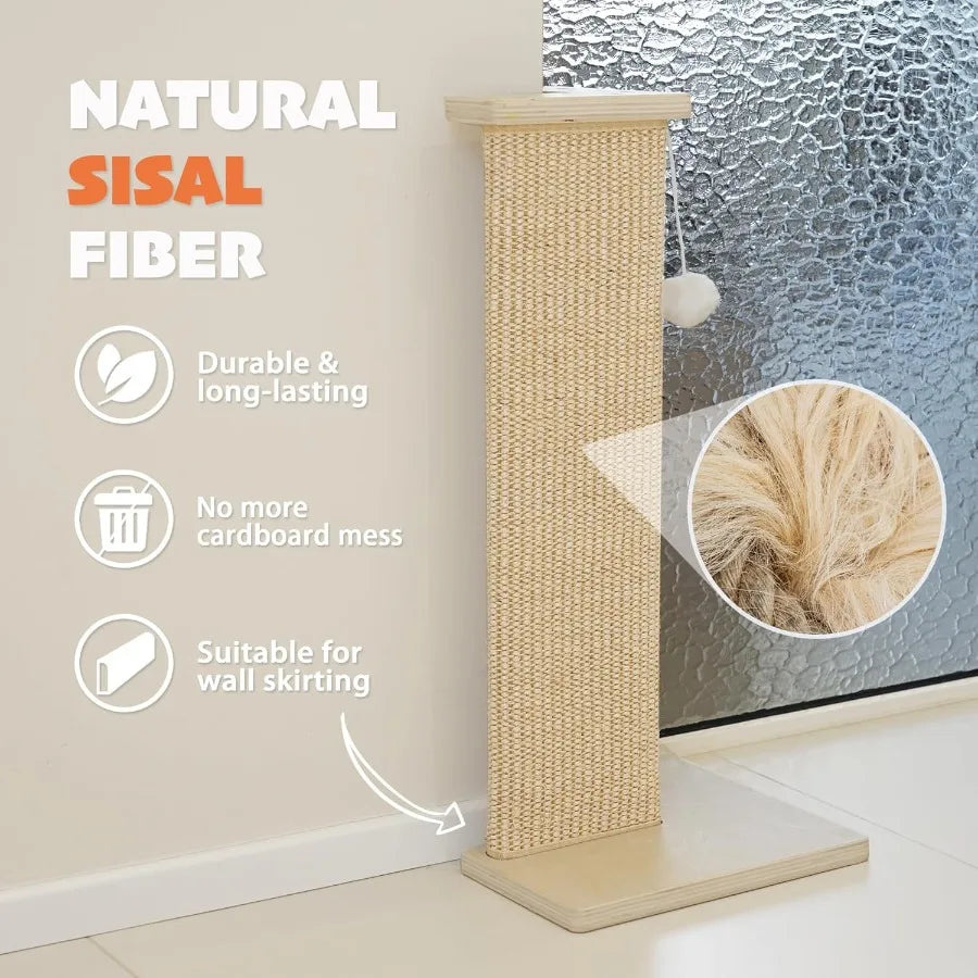 28'' Corner Cat Scratcher for Sofa and Wall Furniture Protection with Sisal Scratch Pad and Toy Ball Ideal Indoor Cat Scratchin