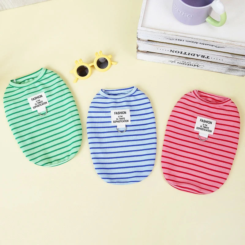 Summer Pet Vest Fashion Simple Striped Dog Shirt Chihuahua Yorkshire Thin Soft Vest Puppy Cat Vest Costume Dog Clothing