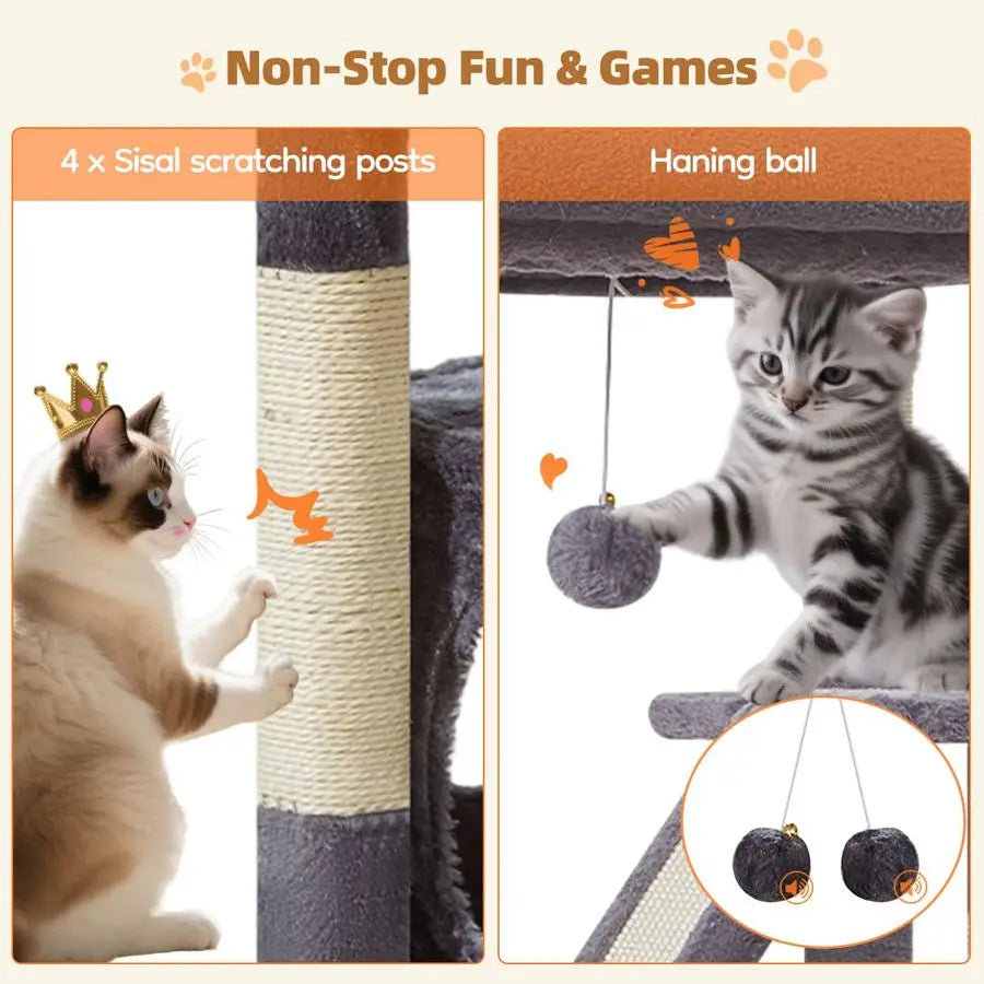 Taoqimiao Cat Tree,38.5Inch Cat Tower for Indoor Cats,Suitable for Kittens with Luxurious cat condo with Adjustable Baskets and