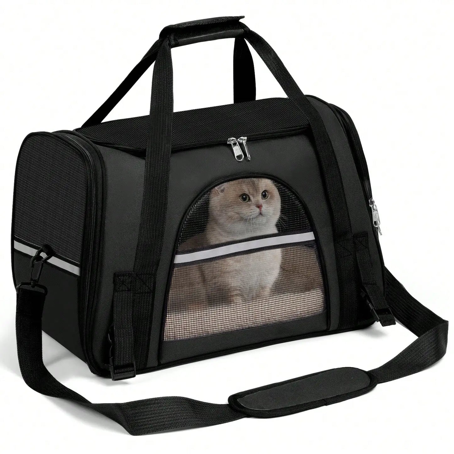 Breathable Pet Carrier Bag Airline Approved Foldable Pet Travel Carrier Secure Anti Escape Zipper Ventilated Spacious Collapsible Cat Dog Carrier Handbag With Shoulder Strap For Small Puppy Kitten Outdoor Car Travel