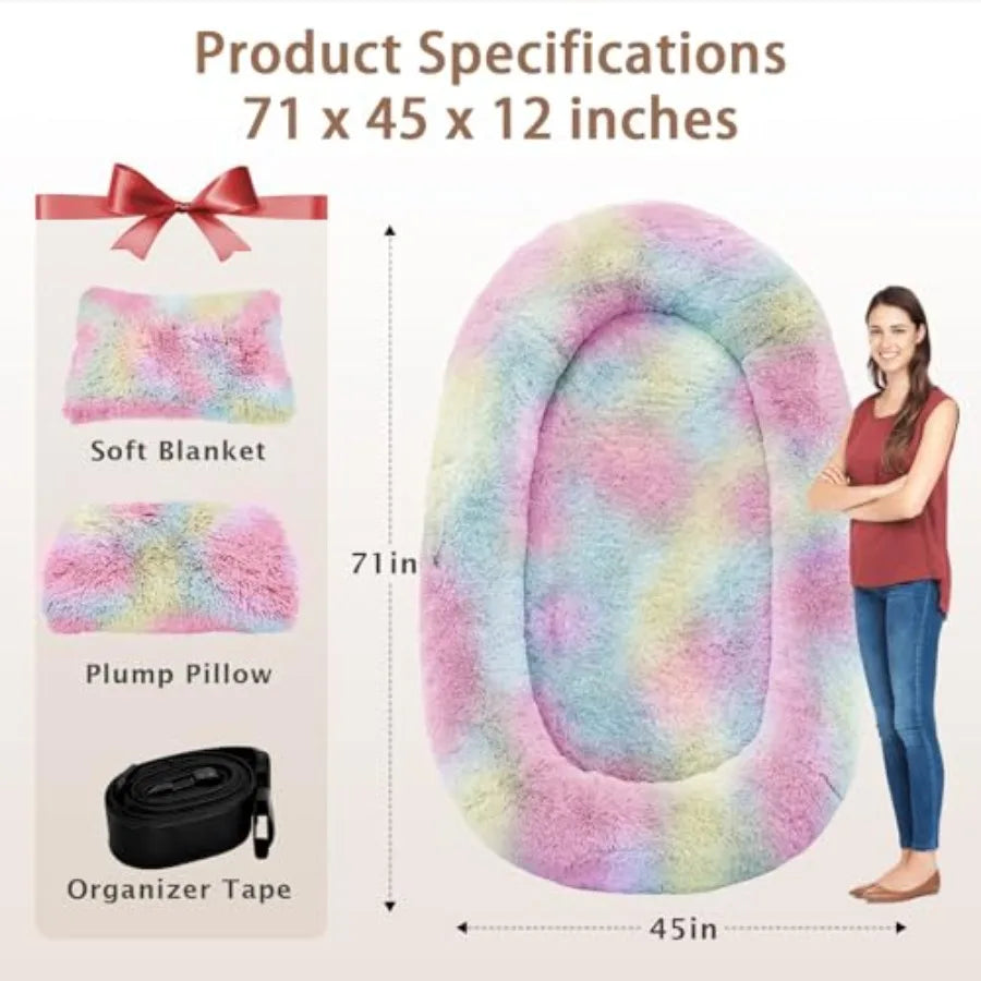Human Dog Bed 71''x45''x12'' Size Fits Adult and Pet Washable Giant People Bed 10 CM Thick Memory Foam Large Oversize Pet Bed w