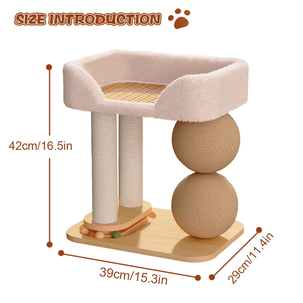 Cat Climbing Frame with Sisal Ball Cat Jumping Platform Wear Resist Integrated Sisal Bed Pet Supplies Climbing Frame