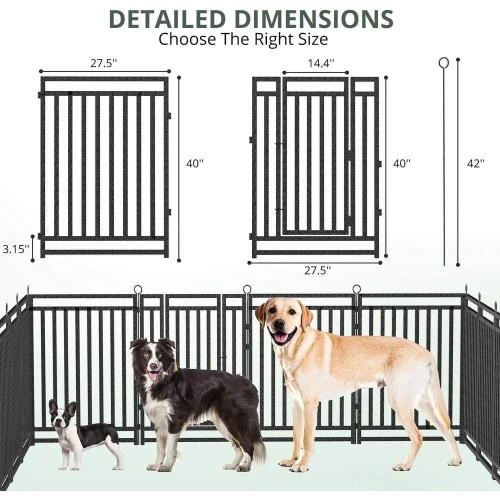 Portable 40 Tall Metal Dog Playpen for Large, Medium, and Small Dogs - Ideal for Outdoor, Indoor, Yard, Camping, and RV - Black-