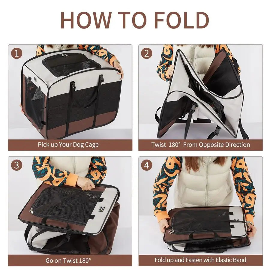 Dog Kennels and Crates for Medium Dogs, Portable Pop Up Indoor Pet Cage with Sturdy Wire Frame, Collapsible Travel Crate Soft Si