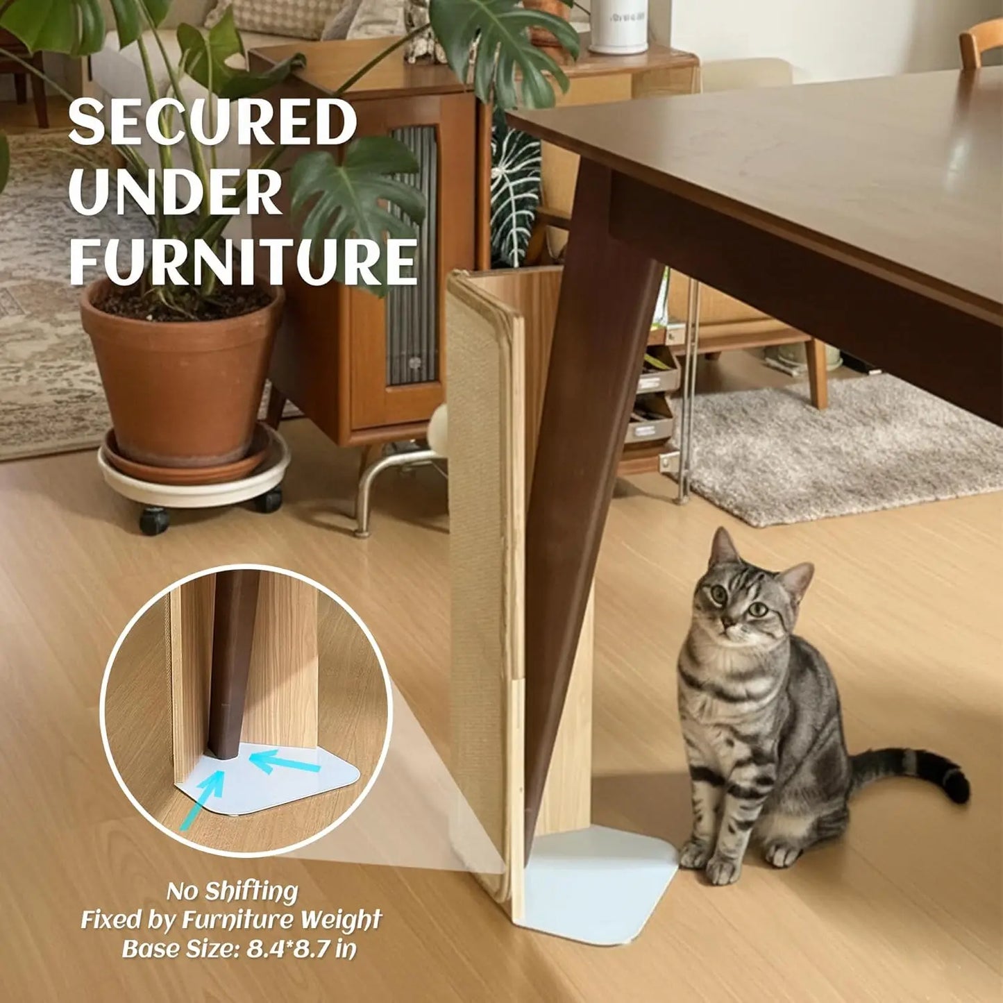 L-Shape Cat Scratcher with Sisal, Vertical Scratch Pad for Indoor Cats, Furniture Protector with Catnip