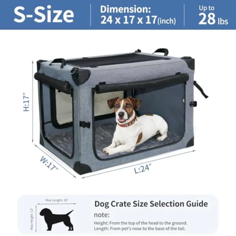 Collapsible Dog Crates for Large Dogs Portable Soft Sided Travel Dog Carrier for Indoor and Outdoor, 4-Door Foldable Pet Kennel