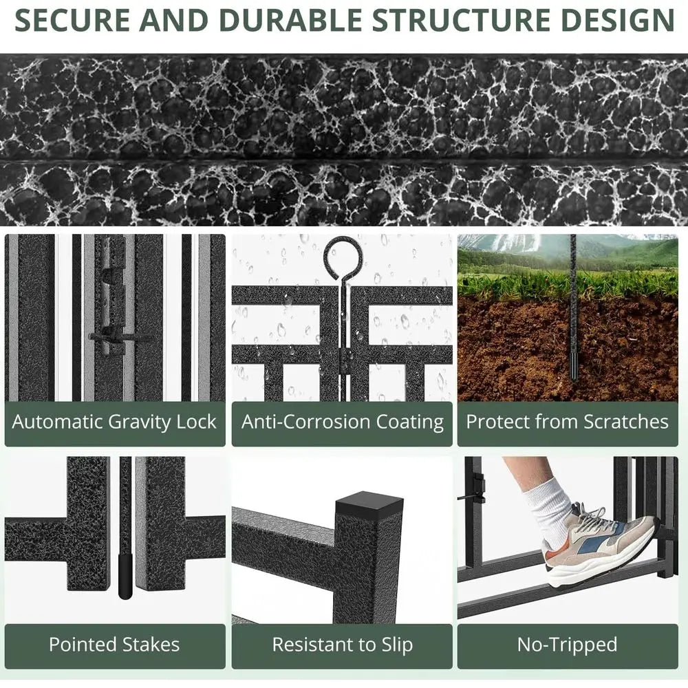 Portable 40 Tall Metal Dog Playpen for Large, Medium, and Small Dogs - Ideal for Outdoor, Indoor, Yard, Camping, and RV - Black-