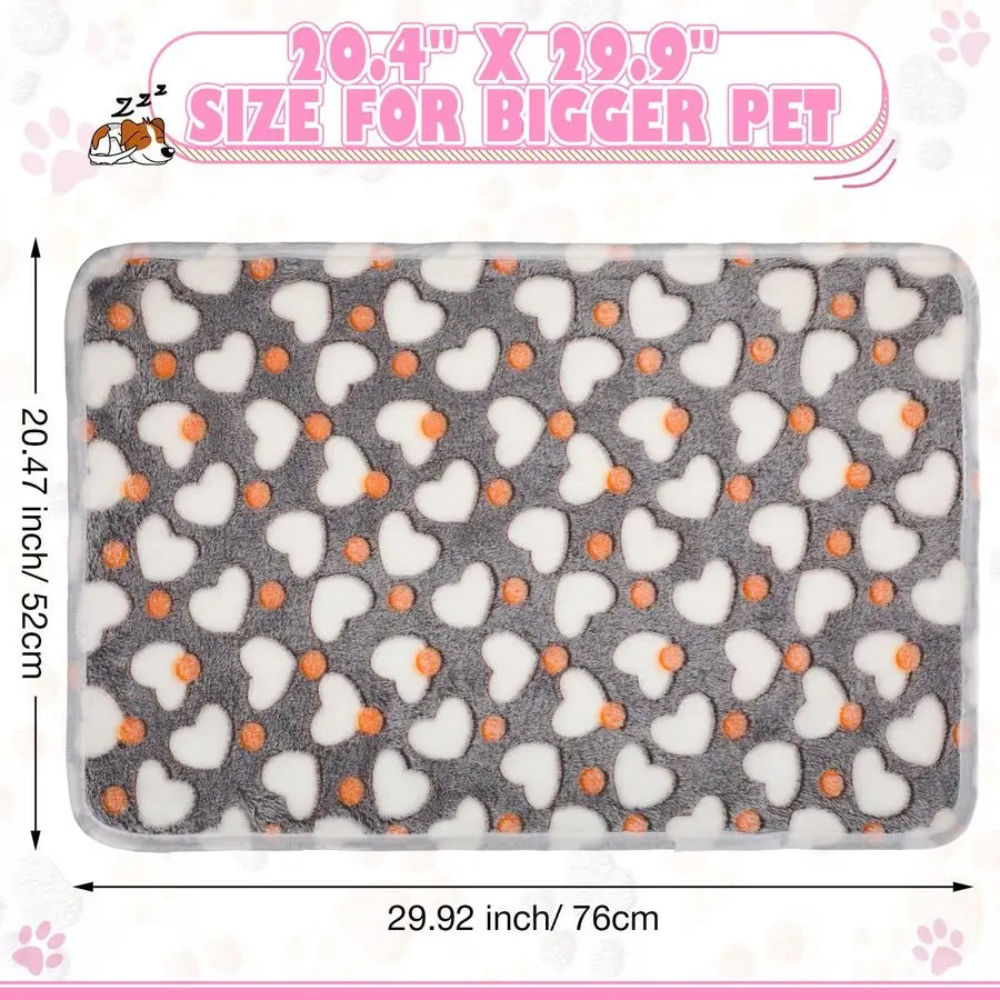 18 Pcs Fleece Pet Blanket Soft Warm Sleep Mat Fluffy Cute Puppy Supplies Paw Bone Star Elephant Dot Heart Print Design Bed Blank
