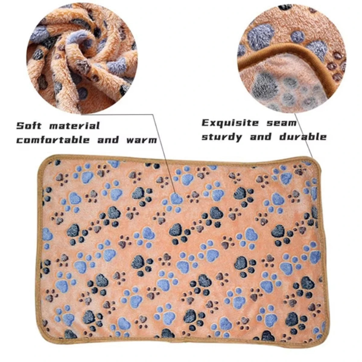 Multicolor Soft Fluffy Pet Blanket with Cute Dog Paw Print High Quality Warm Comfortable Mat for Cats And Dogs