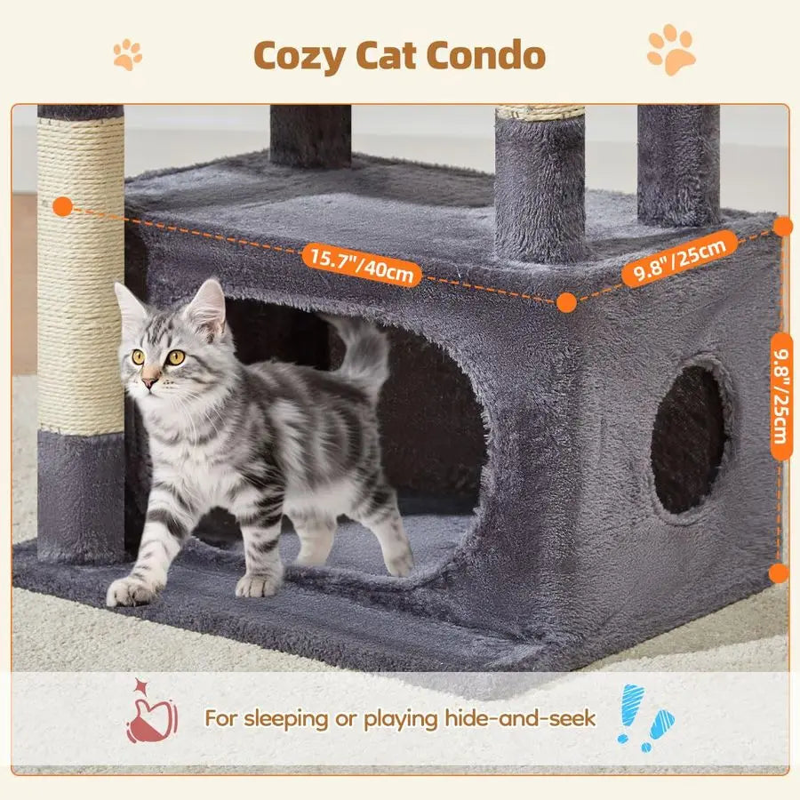 Taoqimiao Cat Tree,38.5Inch Cat Tower for Indoor Cats,Suitable for Kittens with Luxurious cat condo with Adjustable Baskets and