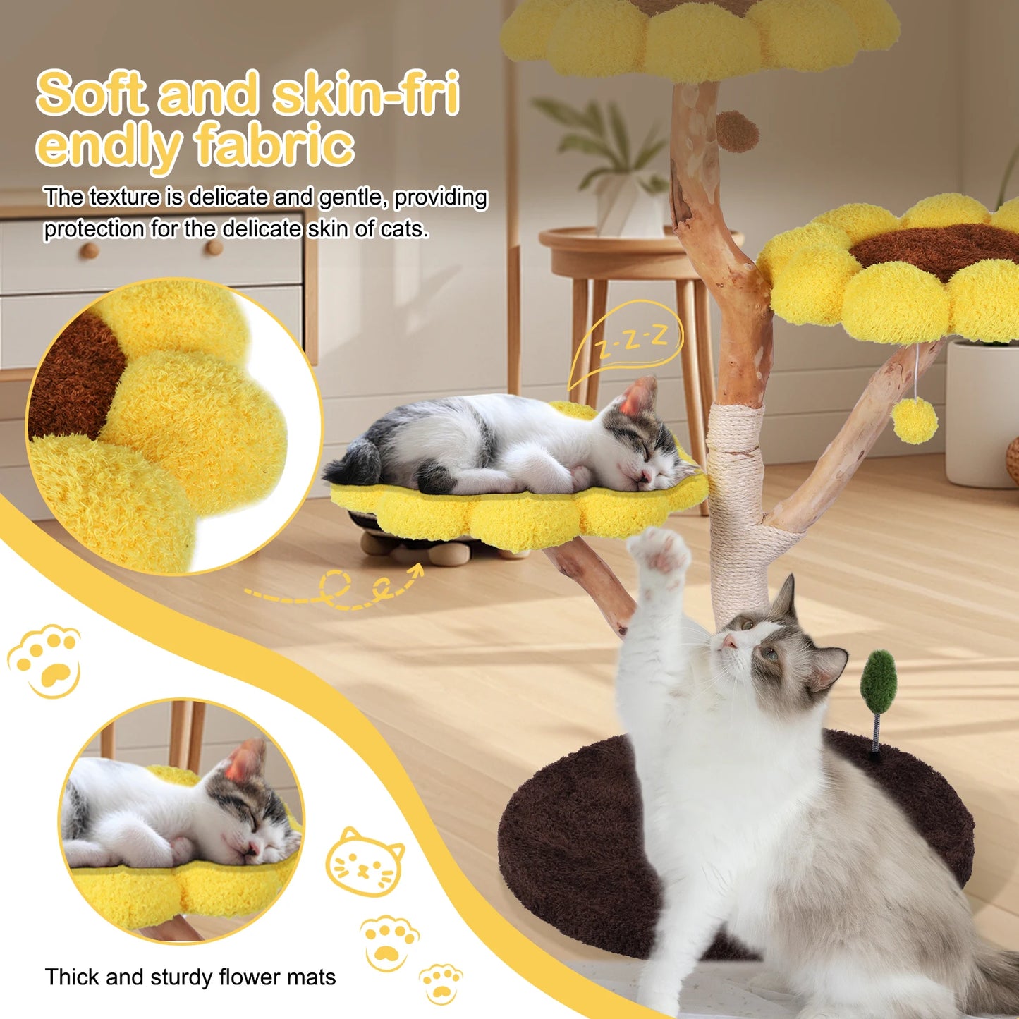 Flower Shaped Cat Special Shelf with Scratching Post Indoor Cat Playground Anti-Slip for Pet Playground Small Nest