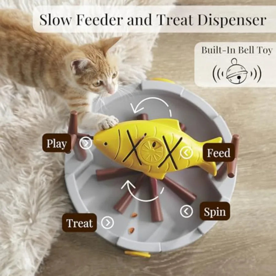 Cat Slow Feeder Treat Dispenser - Interactive Puzzle Toy for Small Pets Kittens Mental Stimulation Dry Food Dispensing Cat Toy