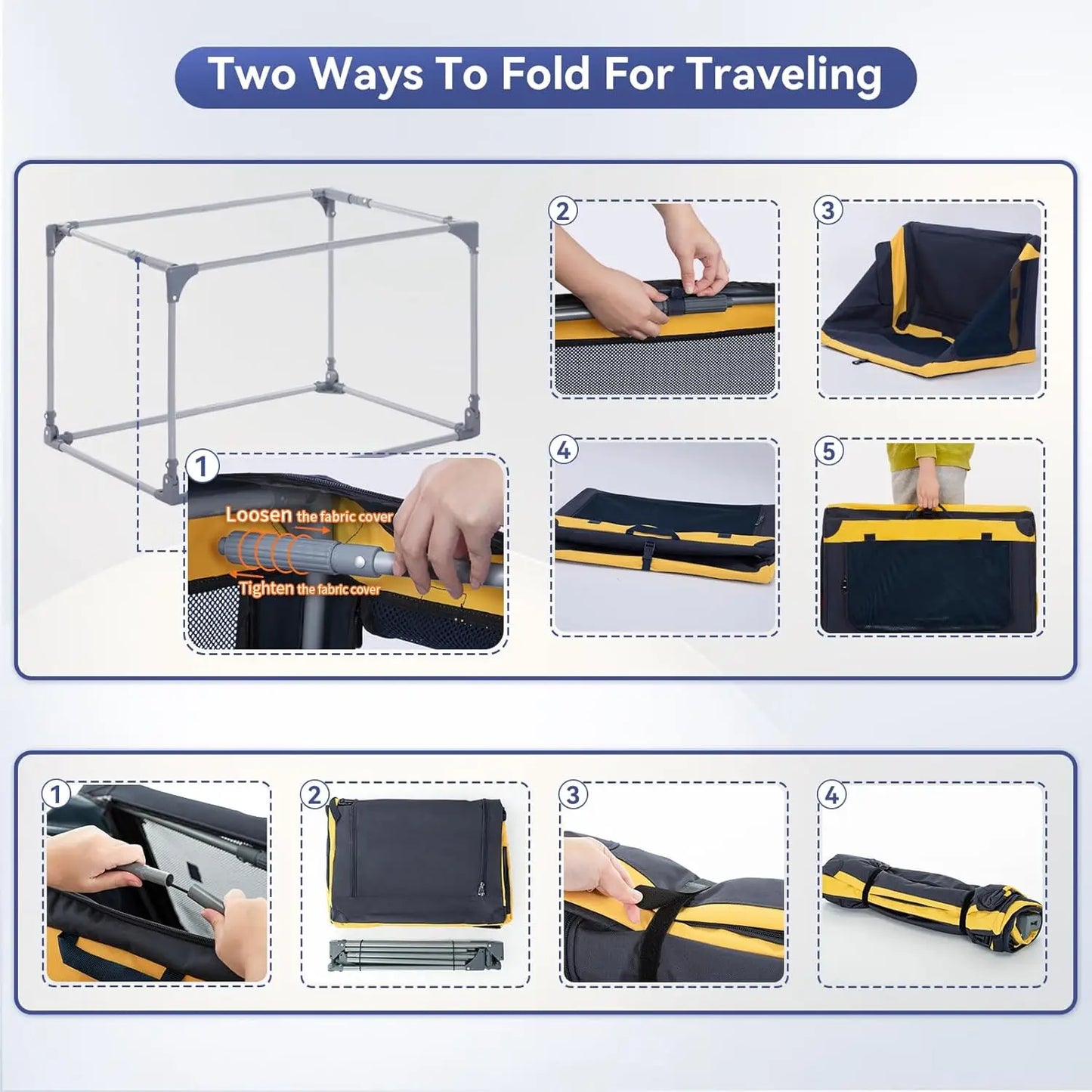 40 Inch Soft Dog Crate for Large Dogs - Portable Travel Kennel with Lockable Zippers, Waterproof Base, Washable Cover