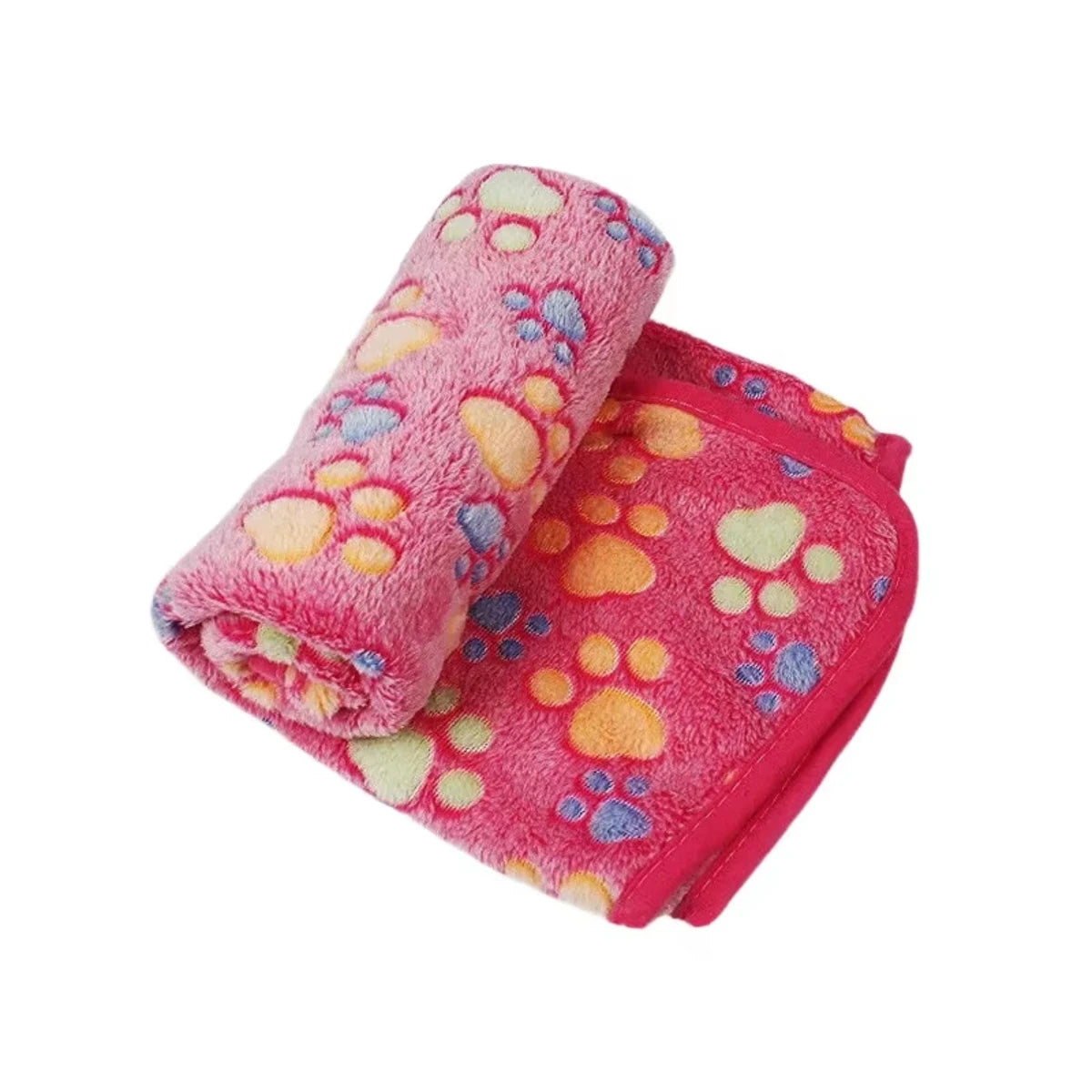 Multicolor Soft Fluffy Pet Blanket with Cute Dog Paw Print High Quality Warm Comfortable Mat for Cats And Dogs