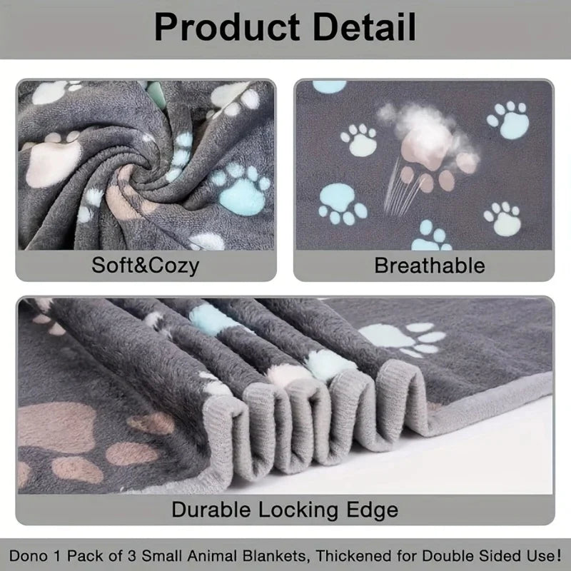 3PCS Soft Flannel Fleece Cat Dog Blanket Bed Mats Paw Foot Print Warm Pet Blanket Sleeping Beds Cover Mat For Pets Supplies