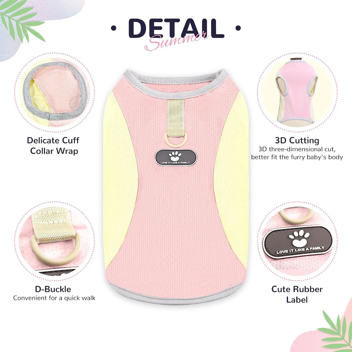 Dog Cooling Vest with D-Ring, Sun Protection Shirt for Small Dogs, Lightweight Breathable Summer Clothes