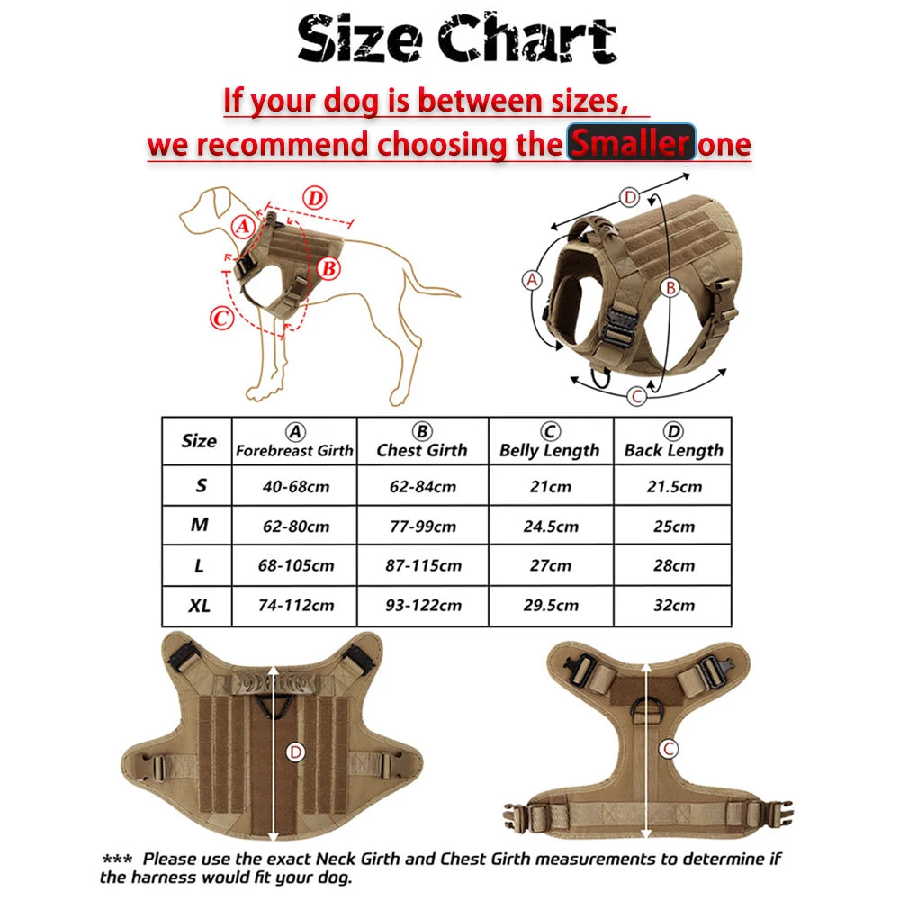 Military Large Dog Harness Training Pet Vest for French Bulldog German Shepherd Malinois Tactical Harnesses For Dogs Accessories