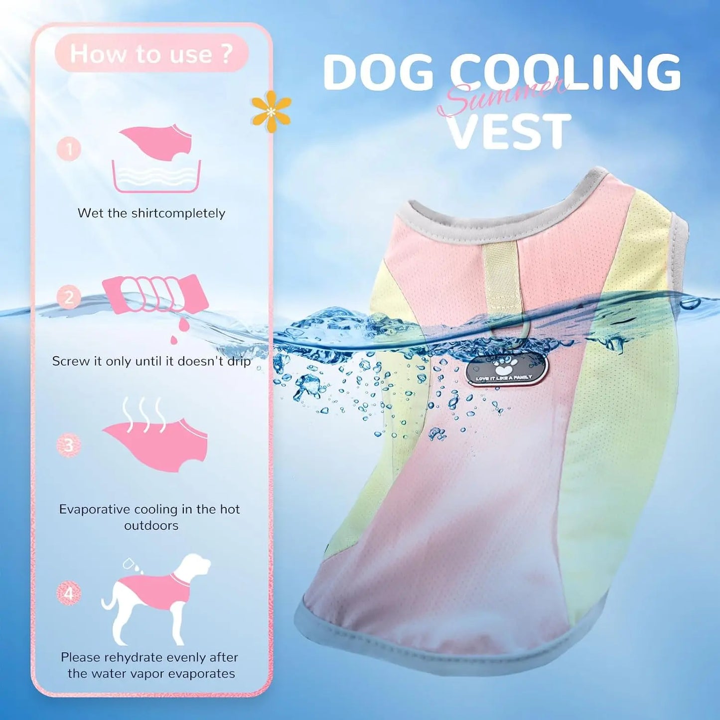 Dog Cooling Vest with D-Ring, Sun Protection Shirt for Small Dogs, Lightweight Breathable Summer Clothes