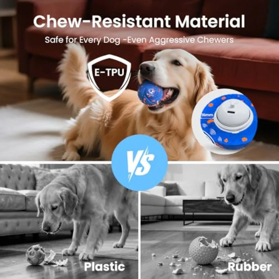 Smart Interactive Dog Toy Ball - Auto Bouncing and Rolling Chew-Resistant E-TPU Material 3 Interactive Modes IPX7 Waterproof Sm