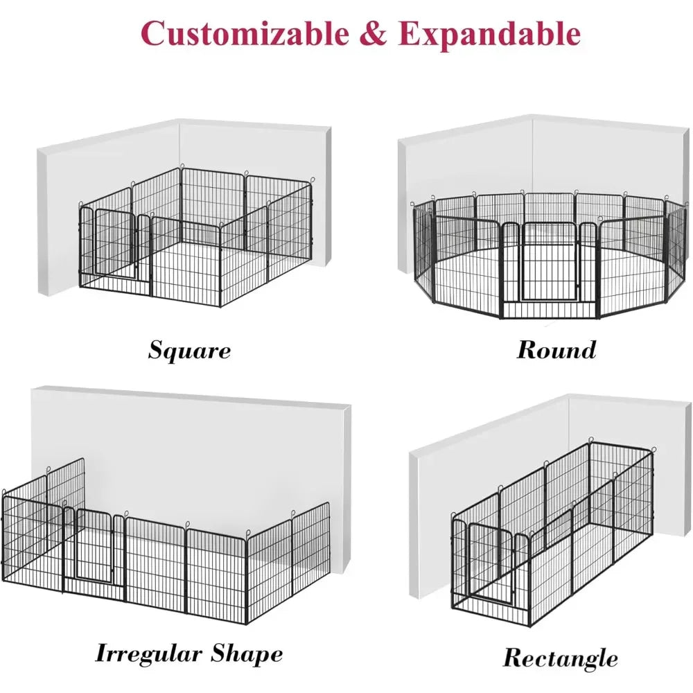 Dog Playpen Outdoor Dog Fence for Yard,  Pens Outside Anti-Rust Pet Playpen Exercise Pen with Lock for Large